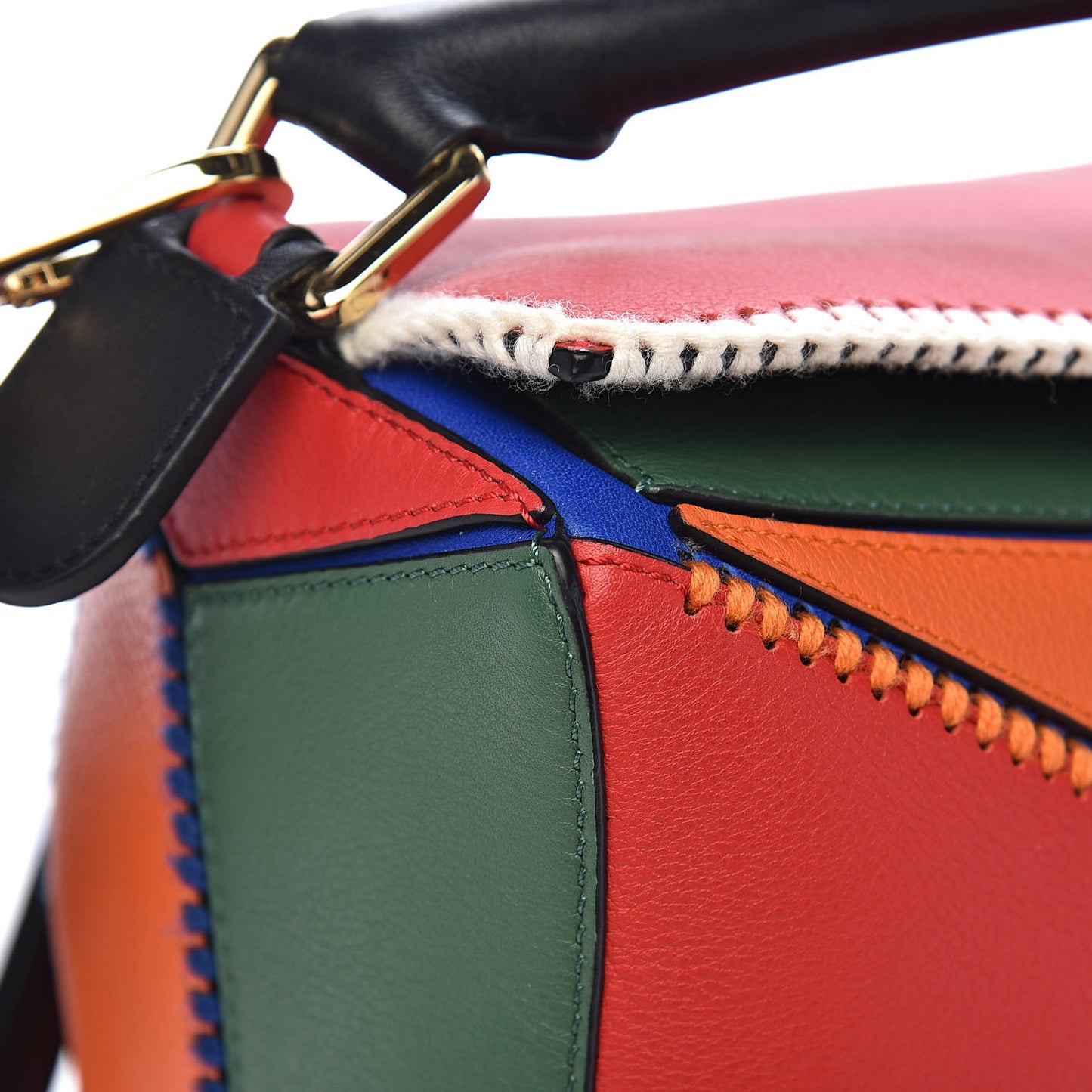 Calfskin Medium Patchwork Puzzle Bag Multicolor