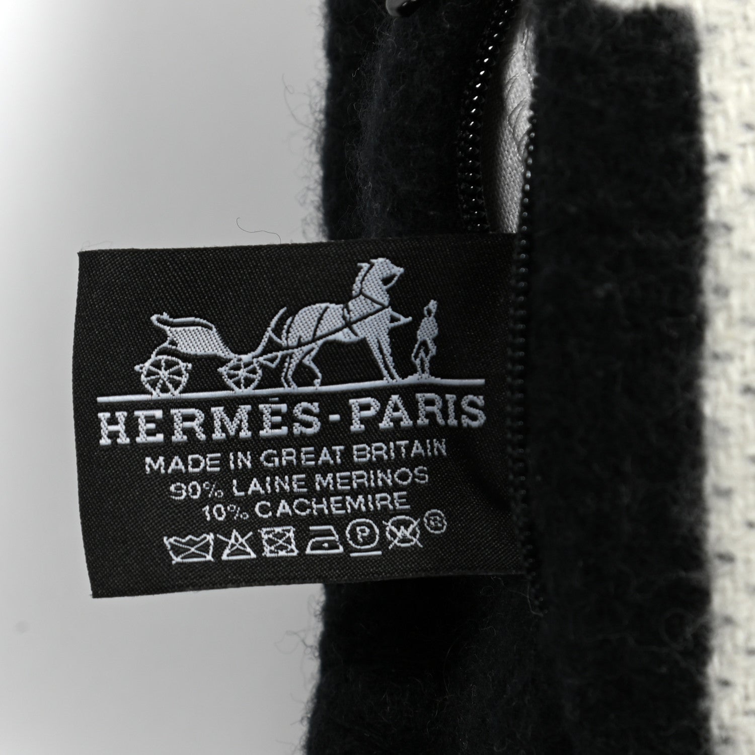 Hermes Wool Cashmere Avalon III Pillow PM Ecru Black 3 of 3