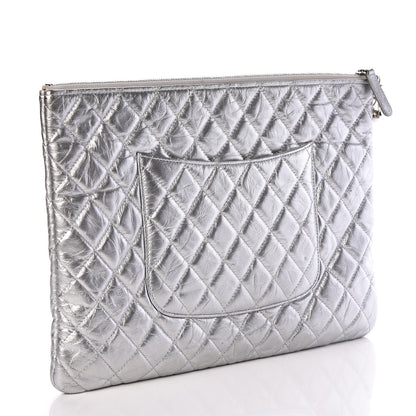 Chanel Metallic Calfskin Quilted Large Cosmo Cosmetic Case Silver 3 of 10