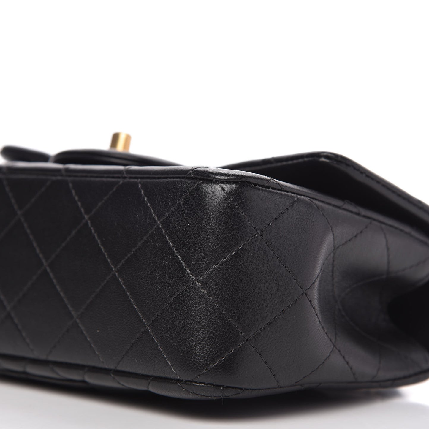 Lambskin Quilted Mini Top Handle Rectangular Flap Black