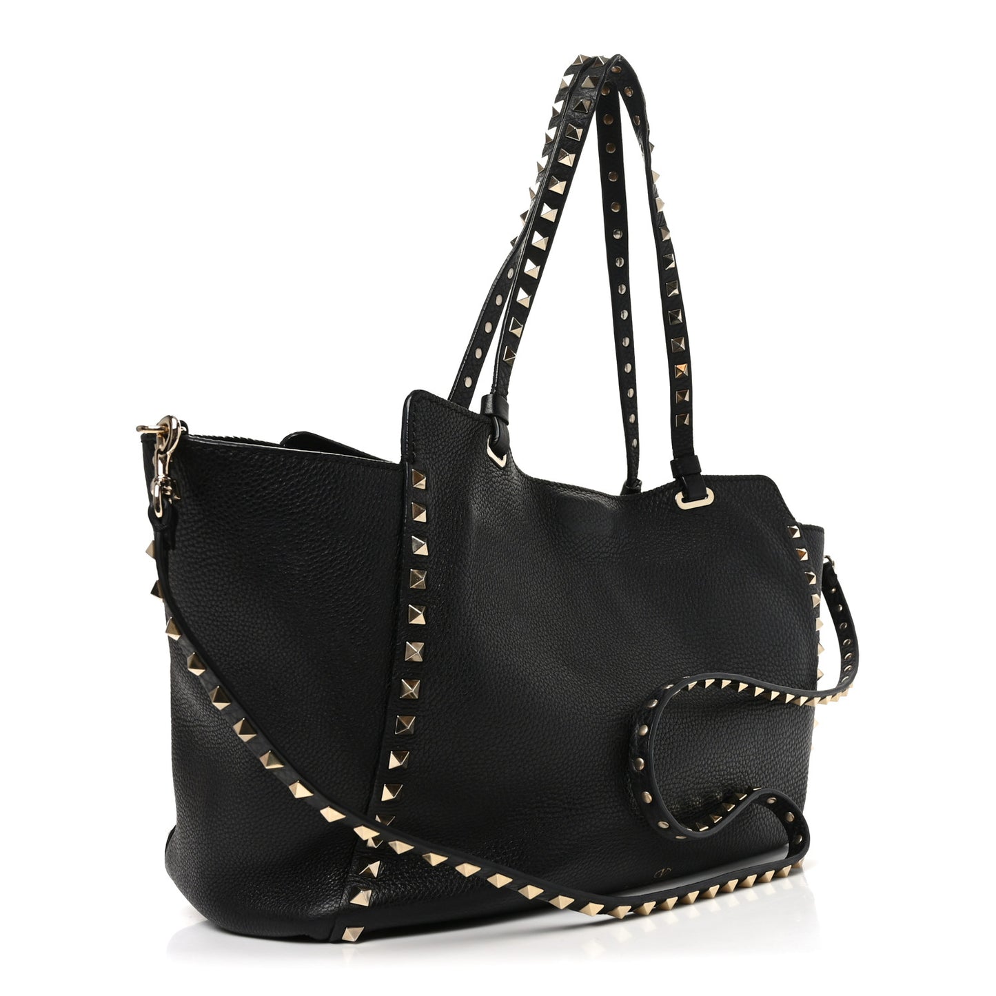 Vitello Medium Rockstud Tote Black