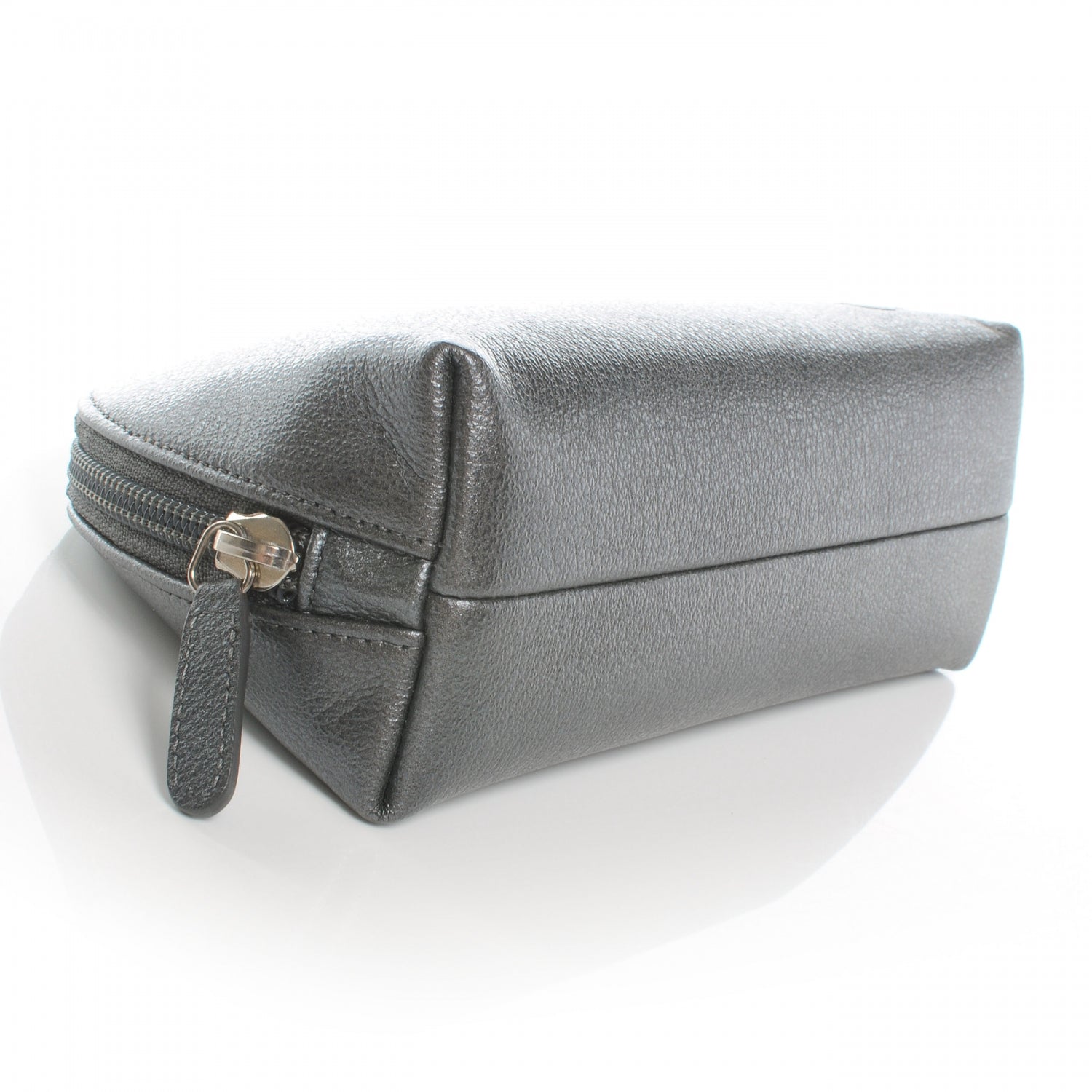 Chanel Calfskin Camellia Cosmetic Case Dark Silver 4 of 8