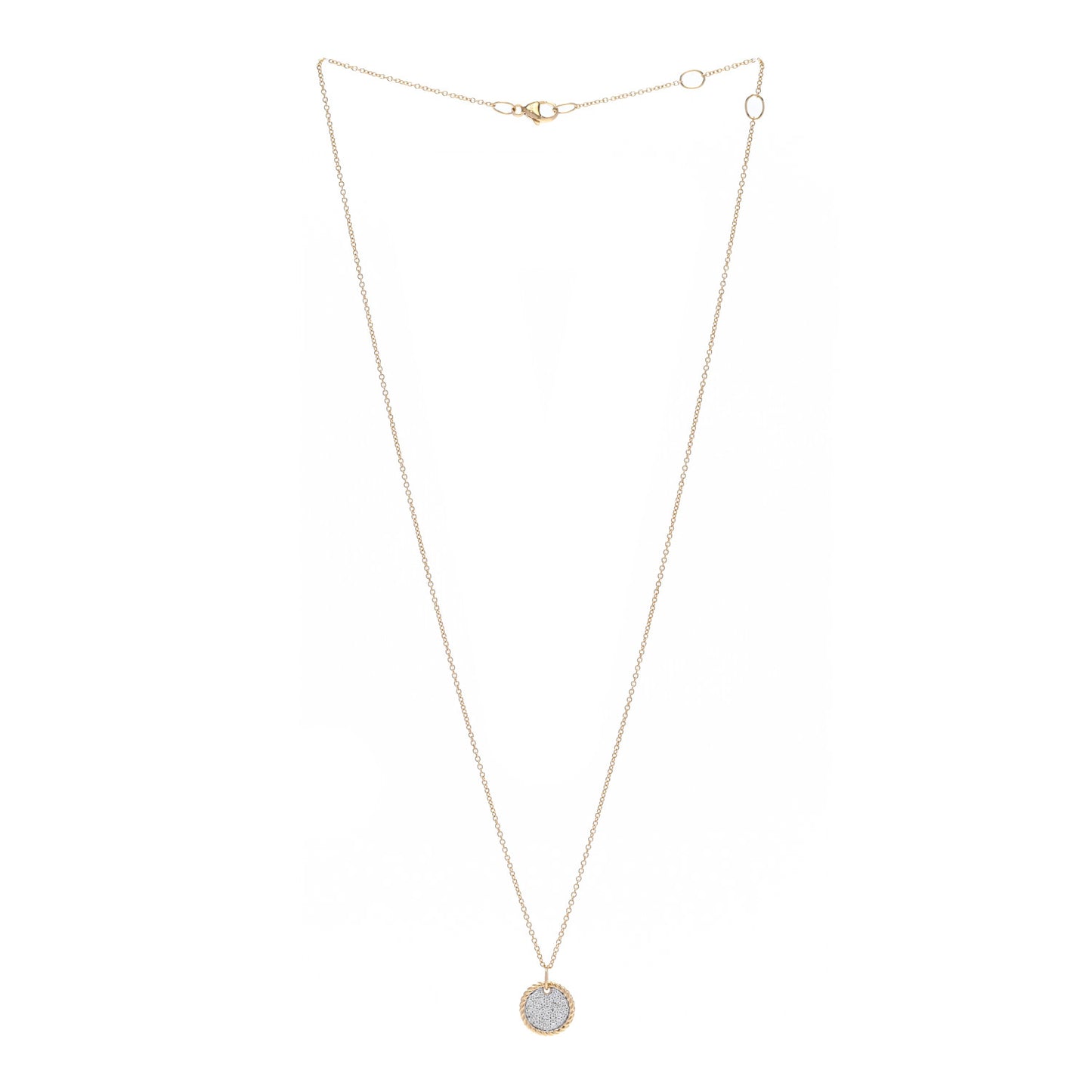 18K Yellow Gold Diamond Cable Collectibles Pave Charm Pendant Necklace