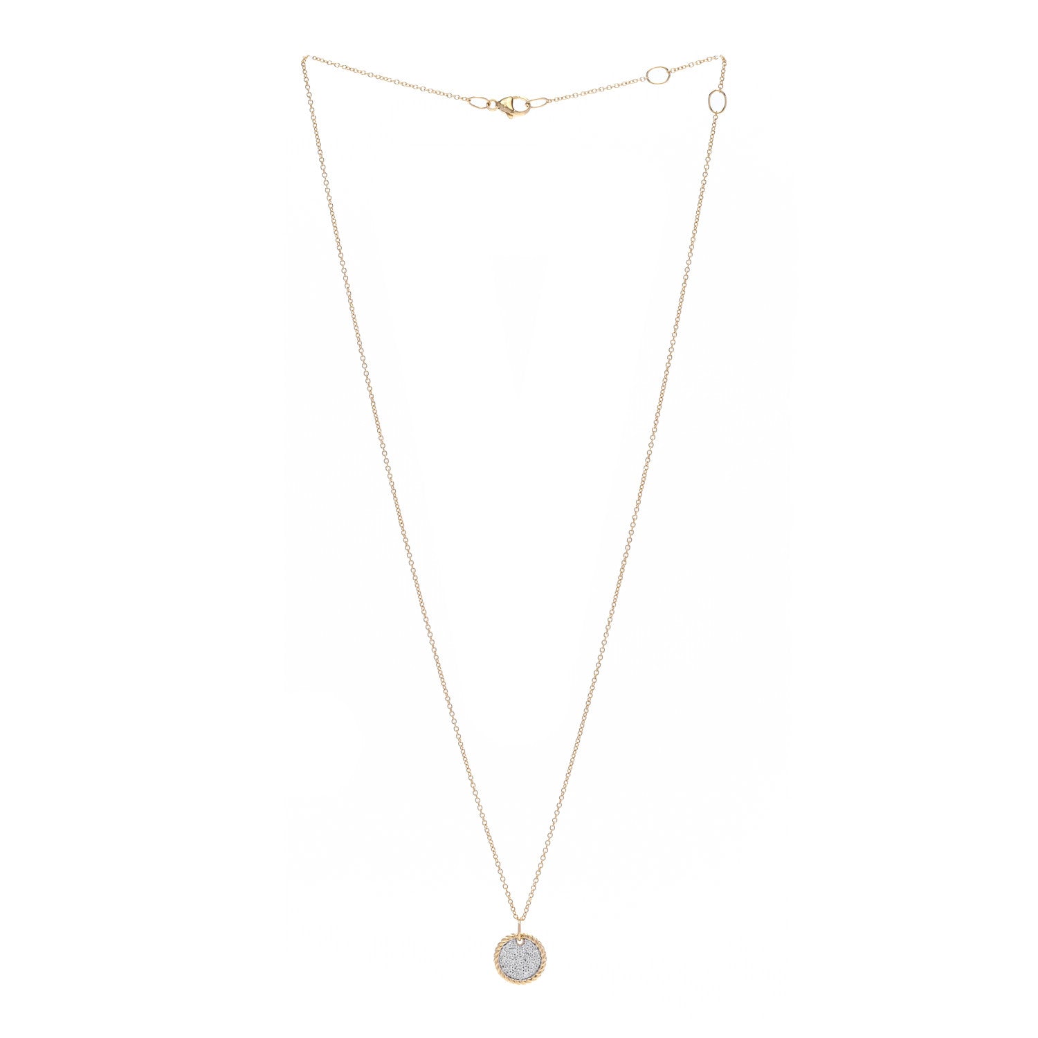David Yurman 18K Yellow Gold Diamond Cable Collectibles Pave Charm Pendant Necklace 3 of 5