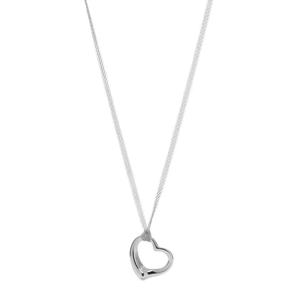 Tiffany Sterling Silver 35mm Elsa Peretti Open Heart Pendant Mesh Necklace 1 of 5