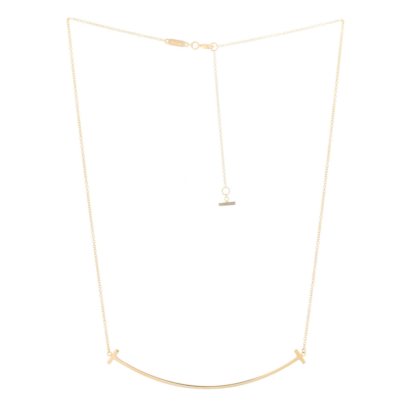 18K Yellow Gold Large T Smile Pendant Necklace