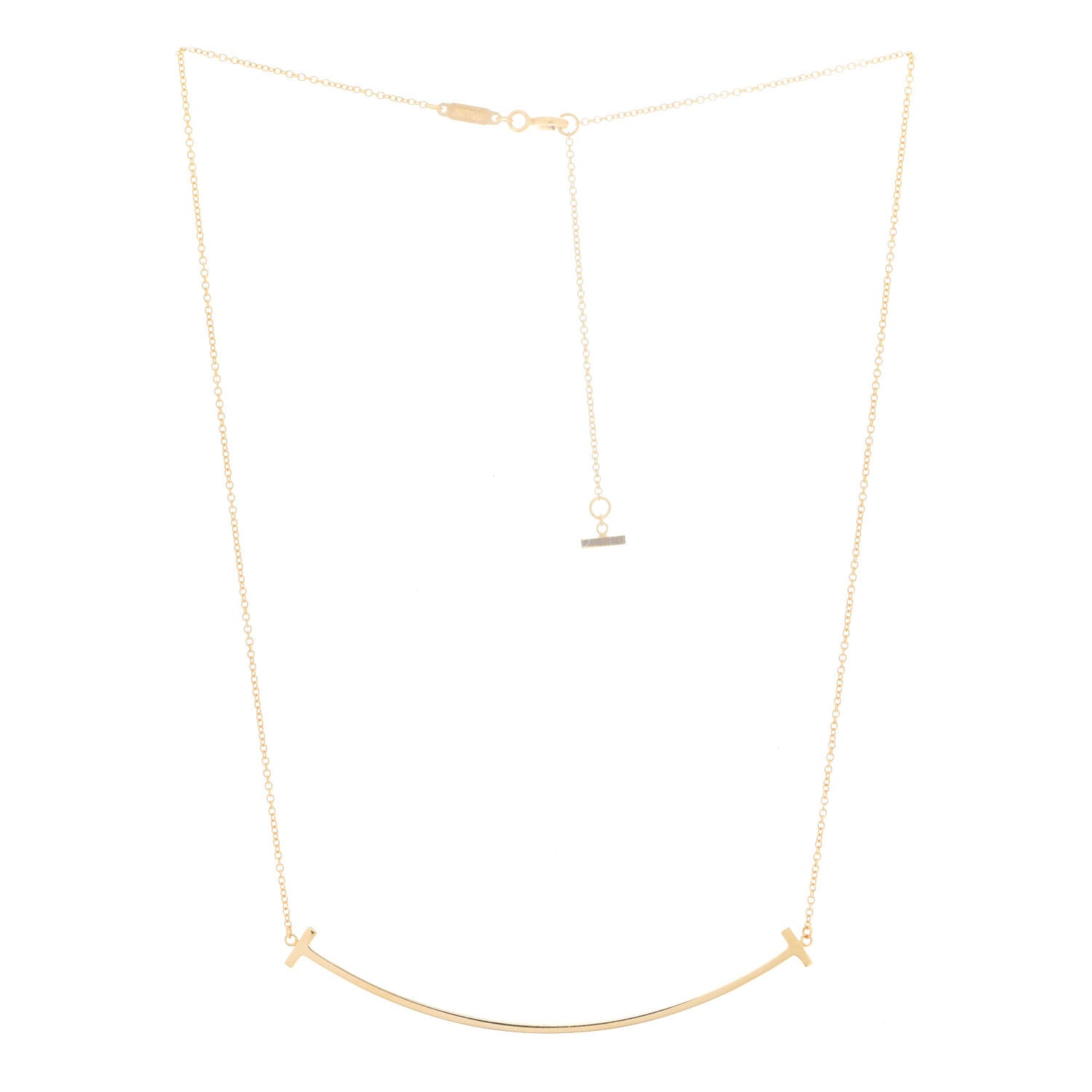 Tiffany 18K Yellow Gold Large T Smile Pendant Necklace 3 of 5