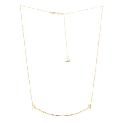Tiffany 18K Yellow Gold Large T Smile Pendant Necklace 3 of 5