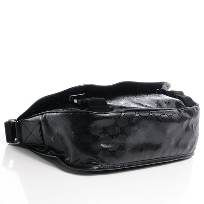 Gucci Imprime Monogram Medium Double Buckle Flap Messenger Bag Black 4 of 7