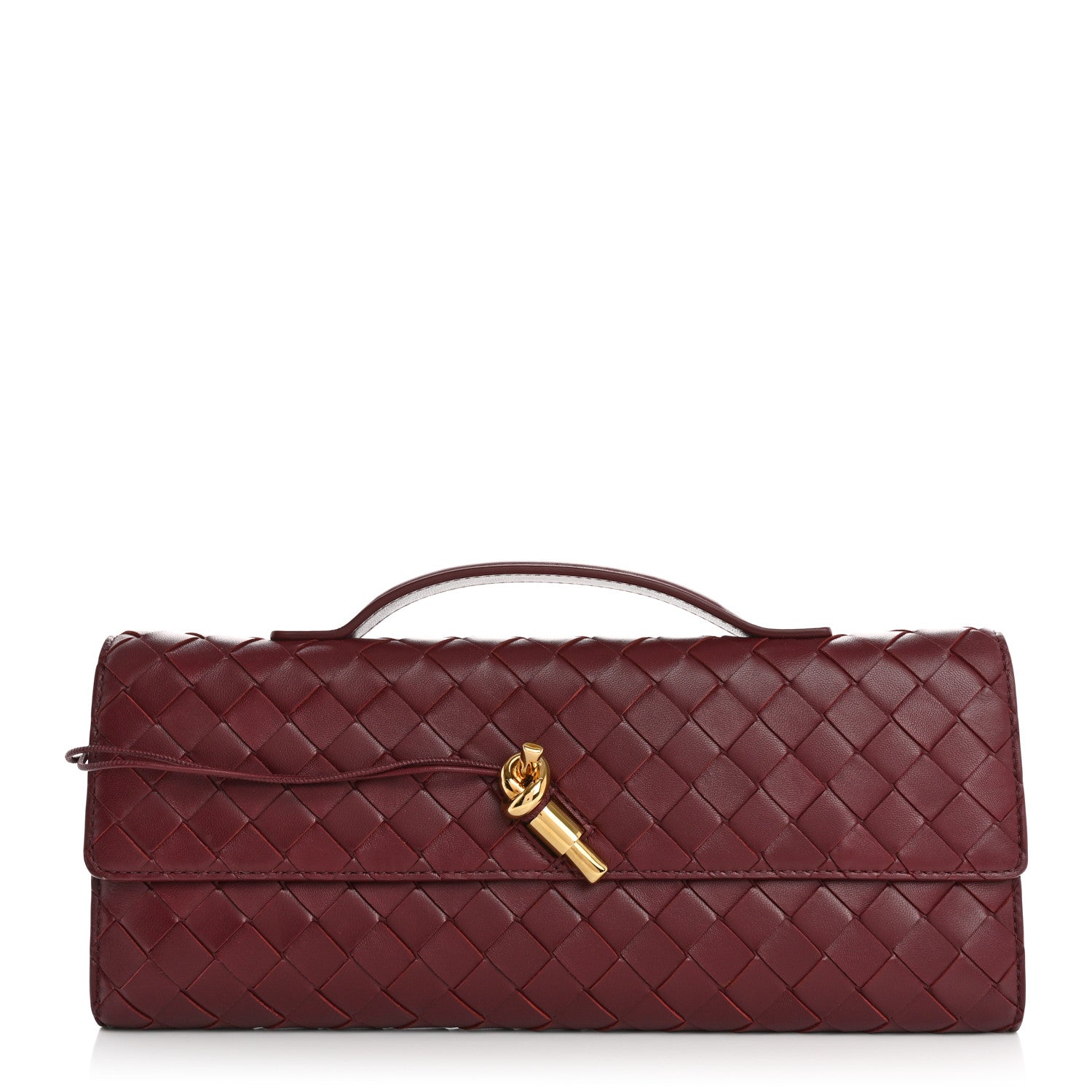 Bottega Veneta Nappa Intrecciato Long Andiamo Top Handle Clutch Barolo 1 of 9