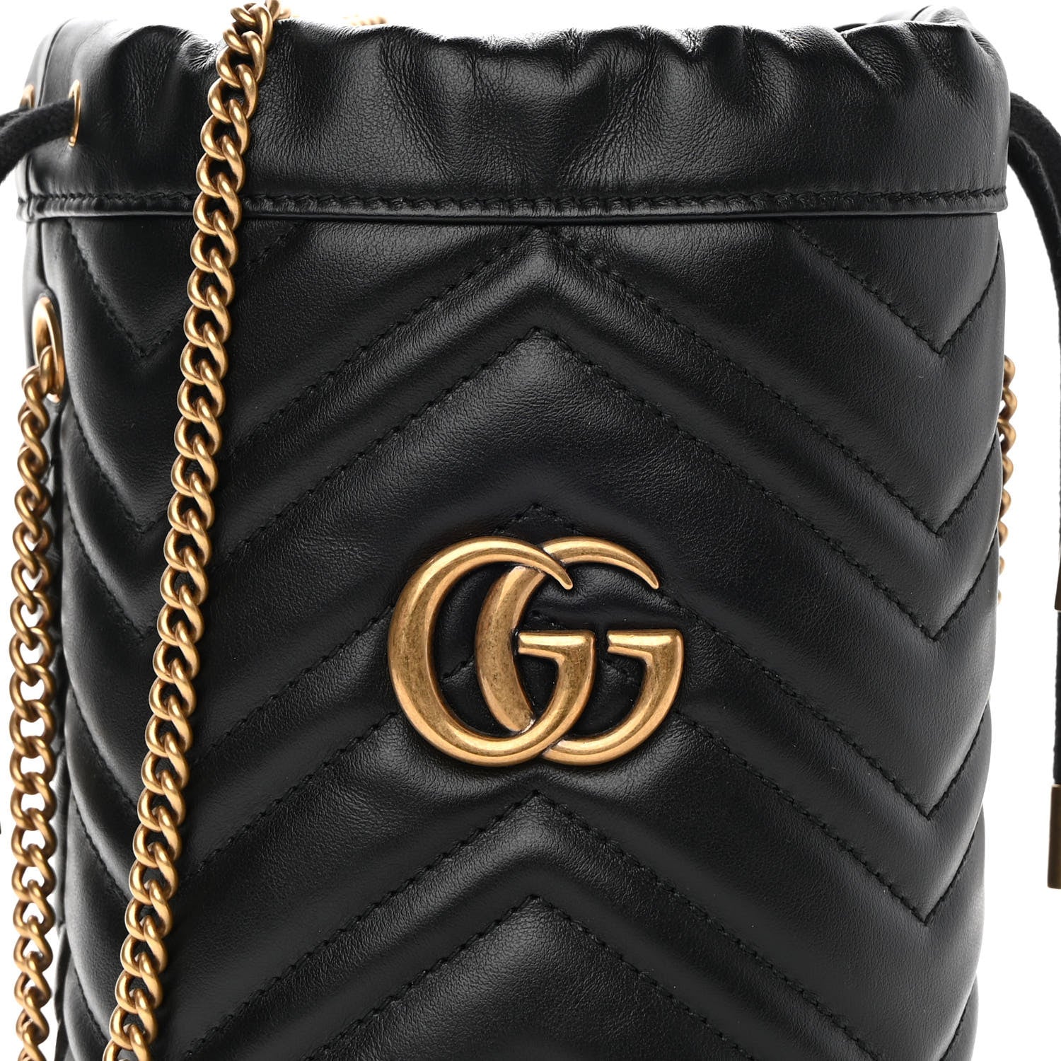 Gucci Calfskin Matelasse Mini GG Marmont 2.0 Bucket Bag Black 7 of 12