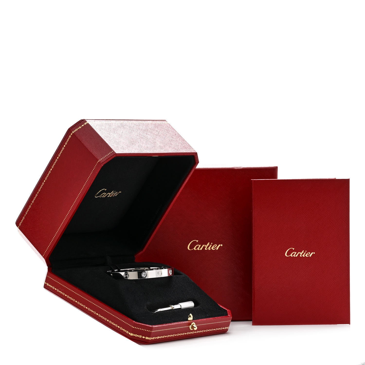 Cartier 18K White Gold 4 Diamond Love Bracelet 19 2 of 7