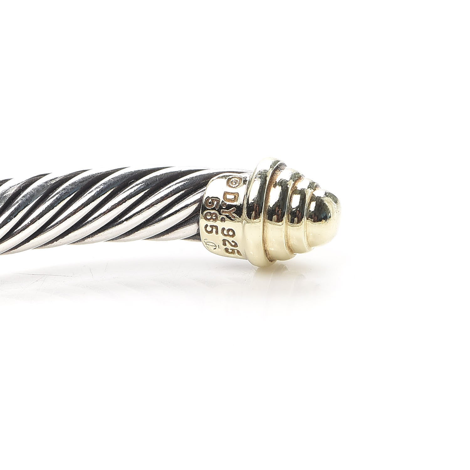 David Yurman Sterling Silver 14K Yellow Gold 5mm Cable Classics Bracelet 4 of 5