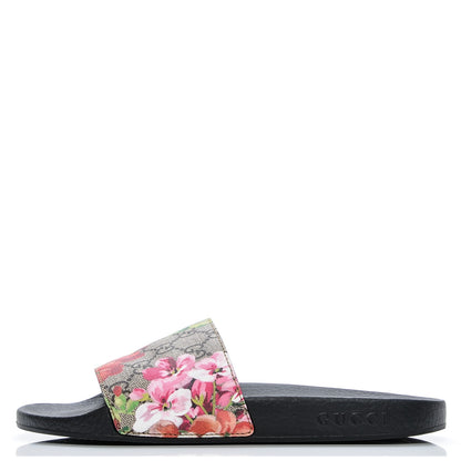 Gucci GG Supreme Monogram Blooms Slide Sandals 38 Beige Multicolor 1 of 6