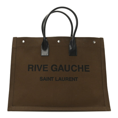 Saint Laurent Linen Calfskin Rive Gauche Tote Khaki 1 of 9