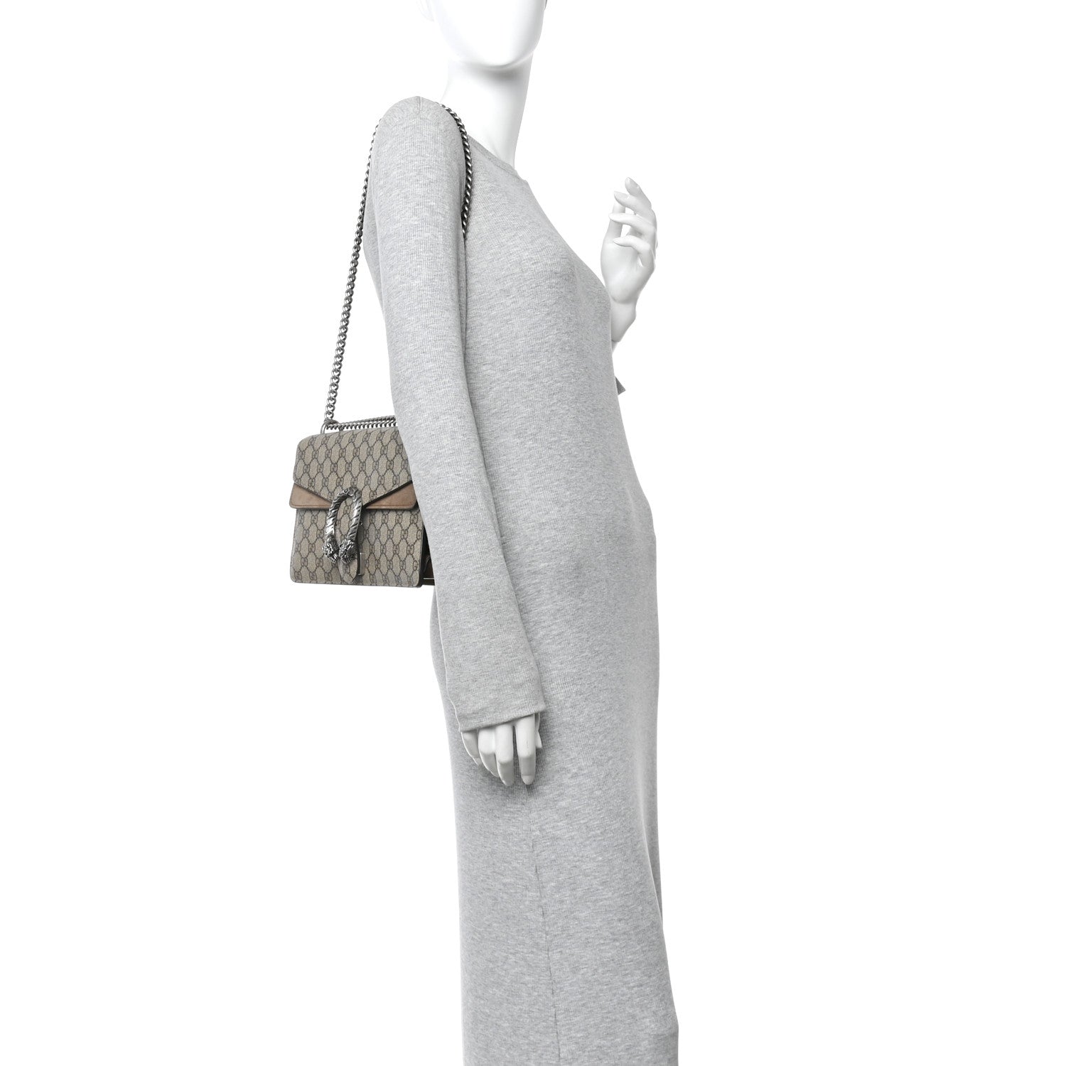 Gucci GG Supreme Monogram Small Dionysus Shoulder Bag Taupe 2 of 12