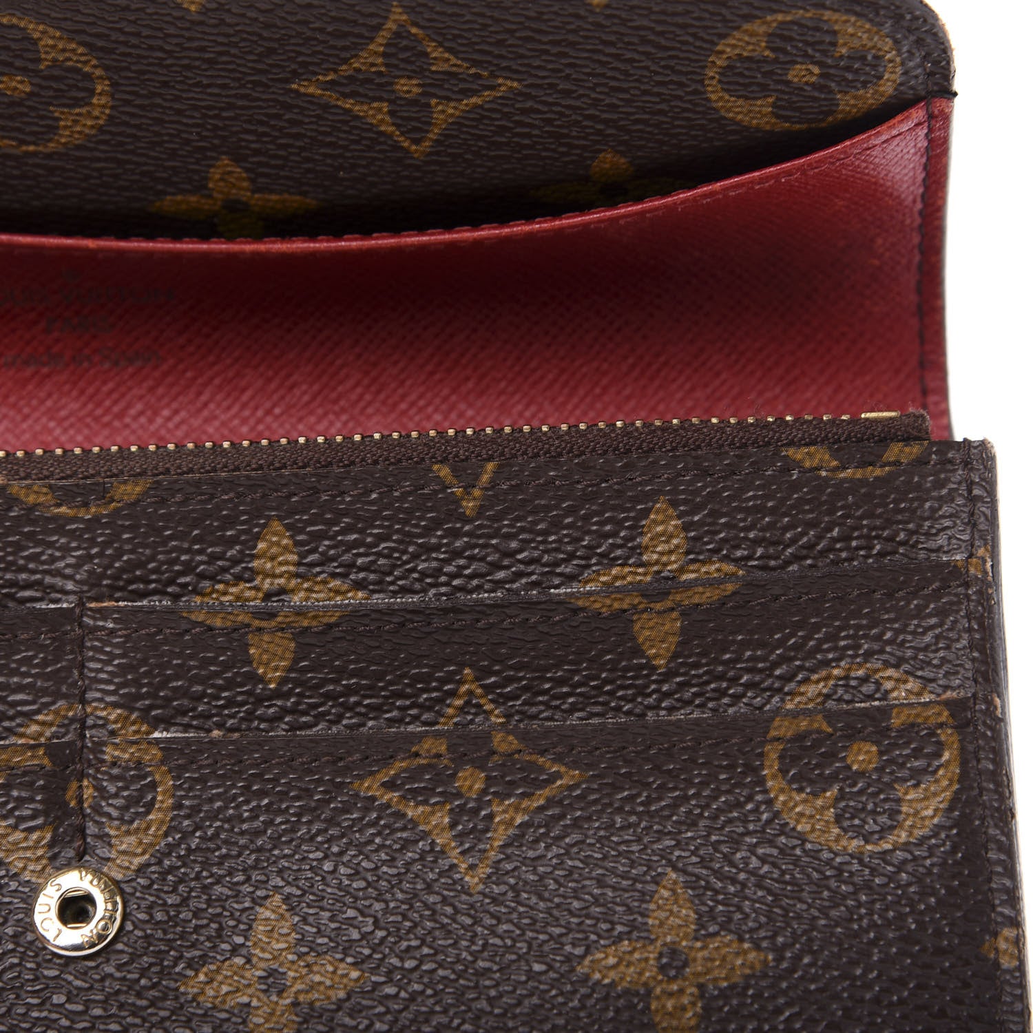 Louis Vuitton Monogram Emilie Wallet Red 8 of 14