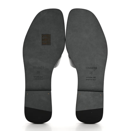Hermes Box Calfskin Oran Sandals 39 Black 5 of 9