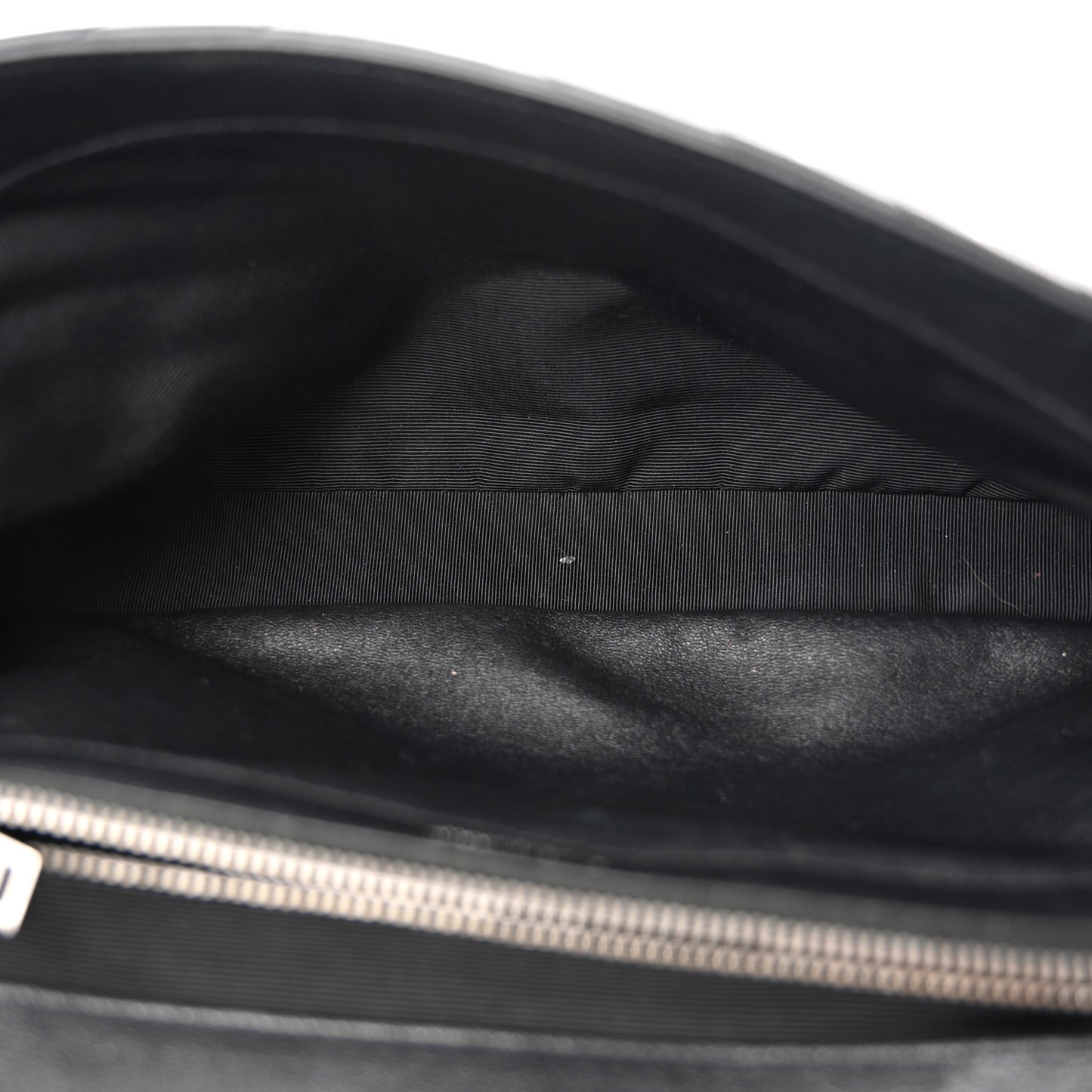 Sheepskin Matelasse Chevron Monogram Large College Satchel Black