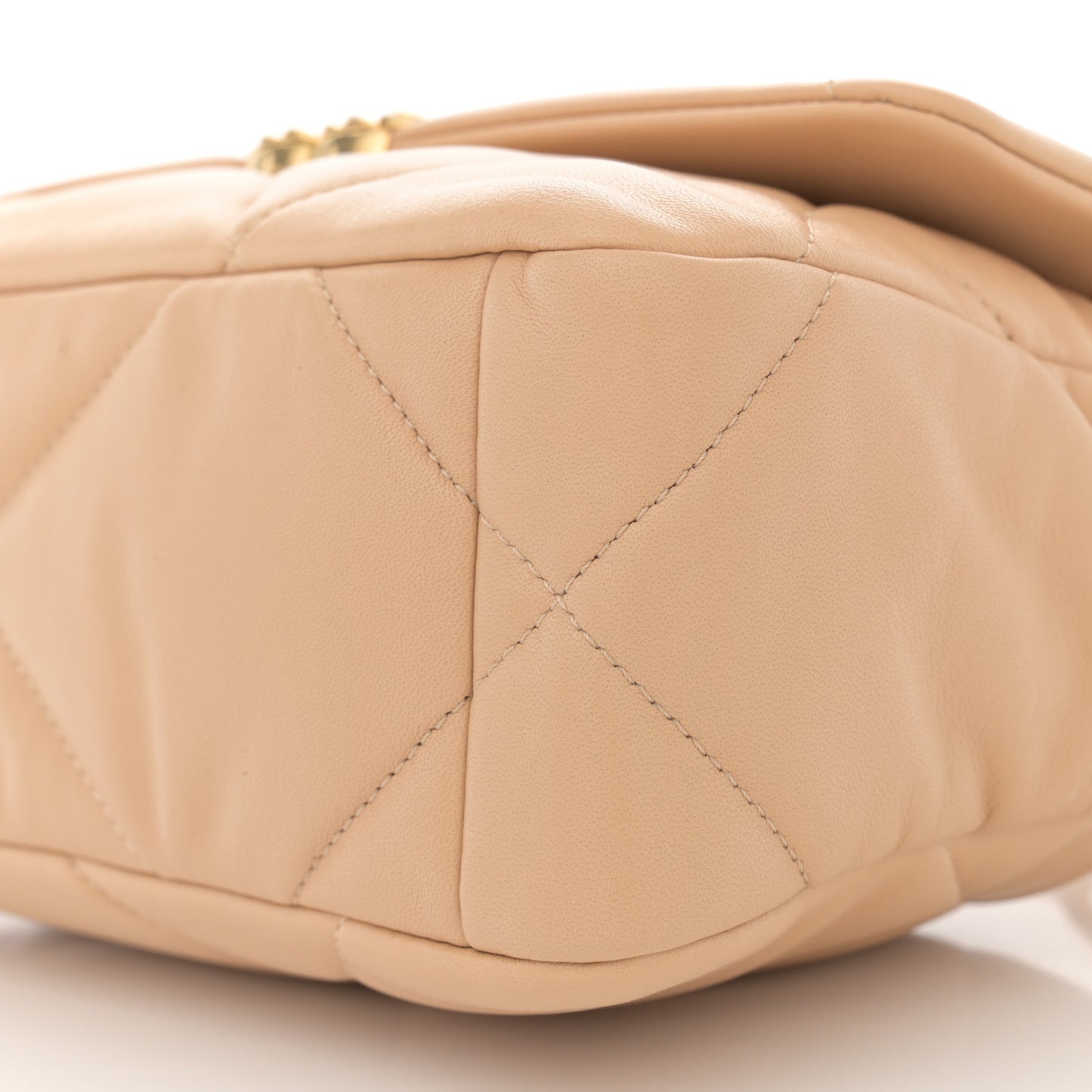 Lambskin Quilted Medium Chanel 19 Flap Beige