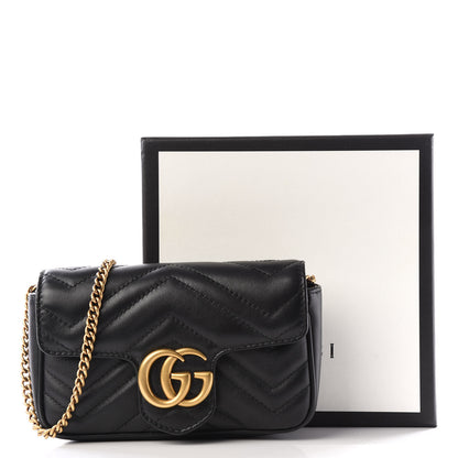 Gucci Calfskin Matelasse Super Mini GG Marmont Shoulder Bag Black 12 of 12