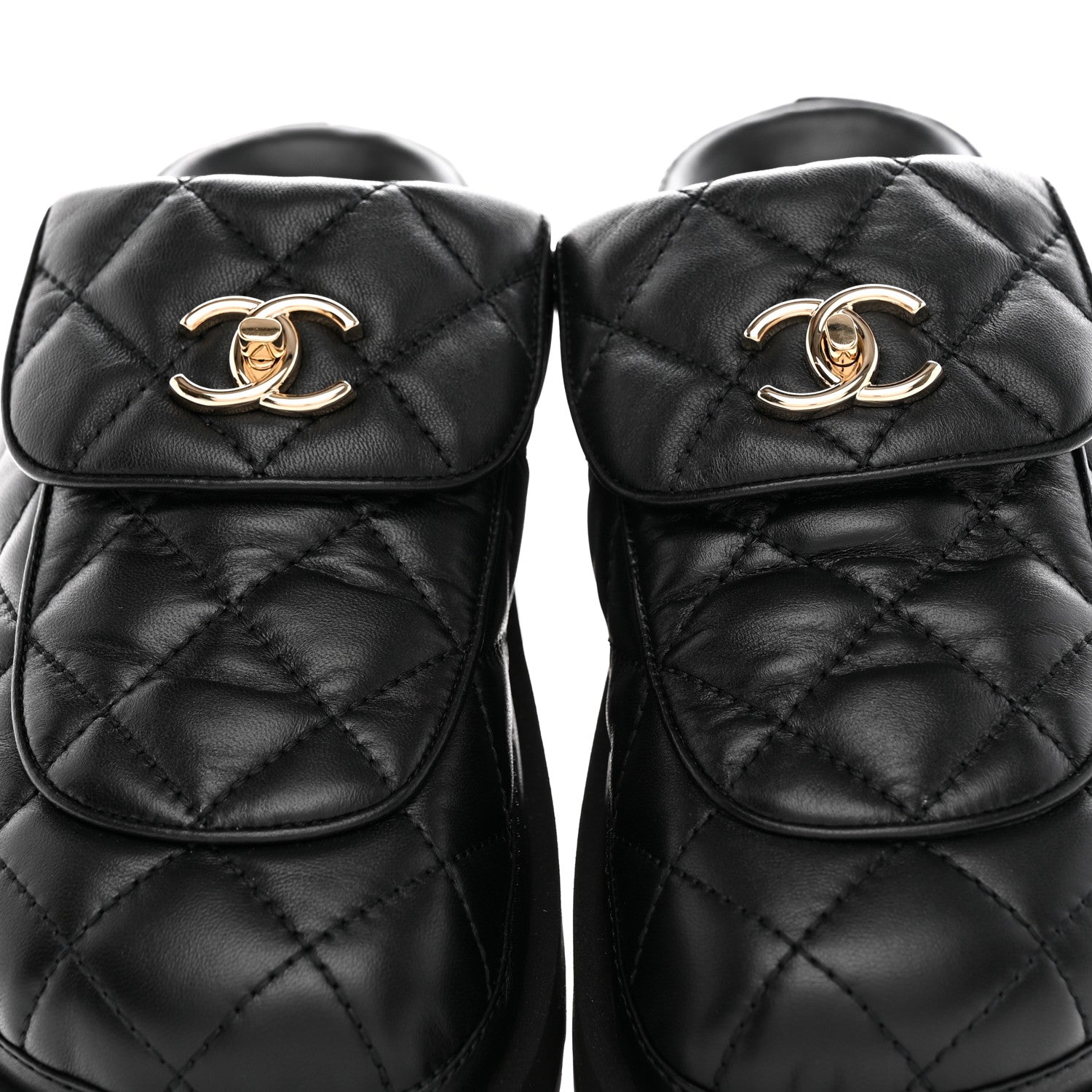 Chanel Lambskin Quilted CC Turnlock Mules 38 Black 10 of 11