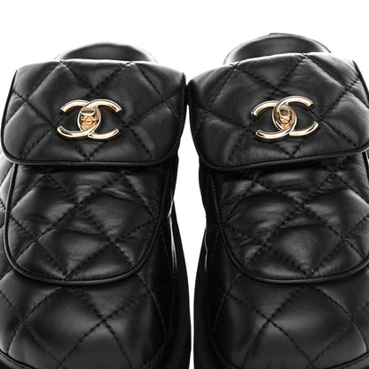 Chanel Lambskin Quilted CC Turnlock Mules 38 Black 10 of 11