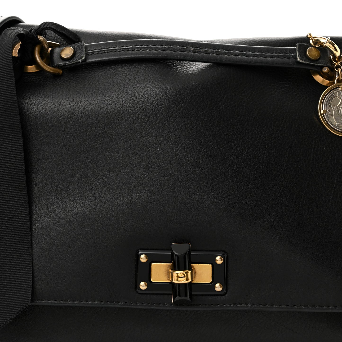 Calfskin Medium Happy Shoulder Bag Black