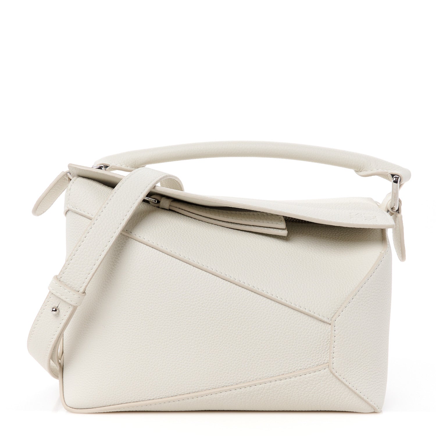 Loewe Soft Grained Calfskin Small Puzzle Edge Bag Soft White 1 of 9