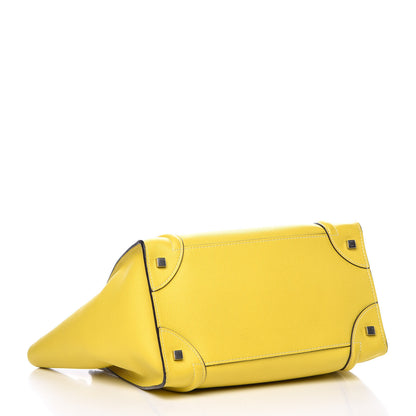 Celine Drummed Calfskin Mini Luggage Citron 5 of 12