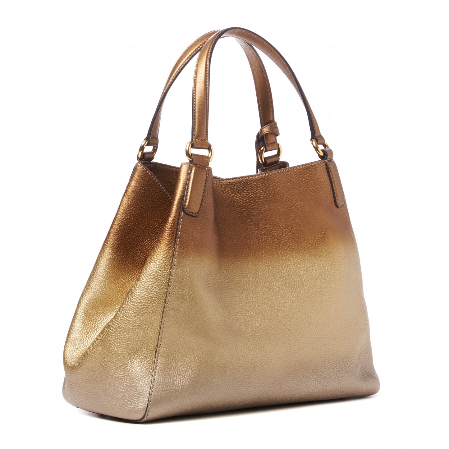 Metallic Pebbled Calfskin Medium Soho Shoulder Bag Gold Ombre