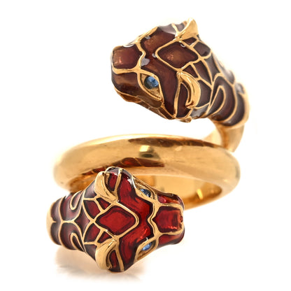 Gucci Tiger Heads Double Wrap Ring 49 5 Aged Gold Red 1 of 5