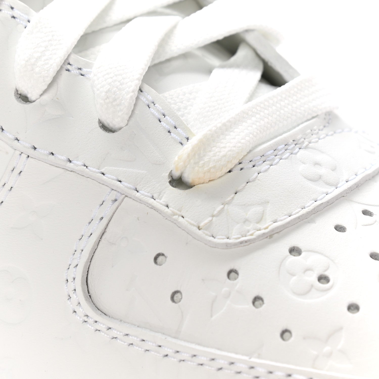 Louis Vuitton X NIKE AIR FORCE 1 Calfskin Monogram Mens Low Top Sneakers 7 White 9 of 10