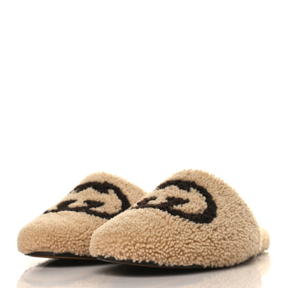 Gucci Shearling Interlocking G Mens Slippers 12 Butterscotch Cocoa 3 of 8