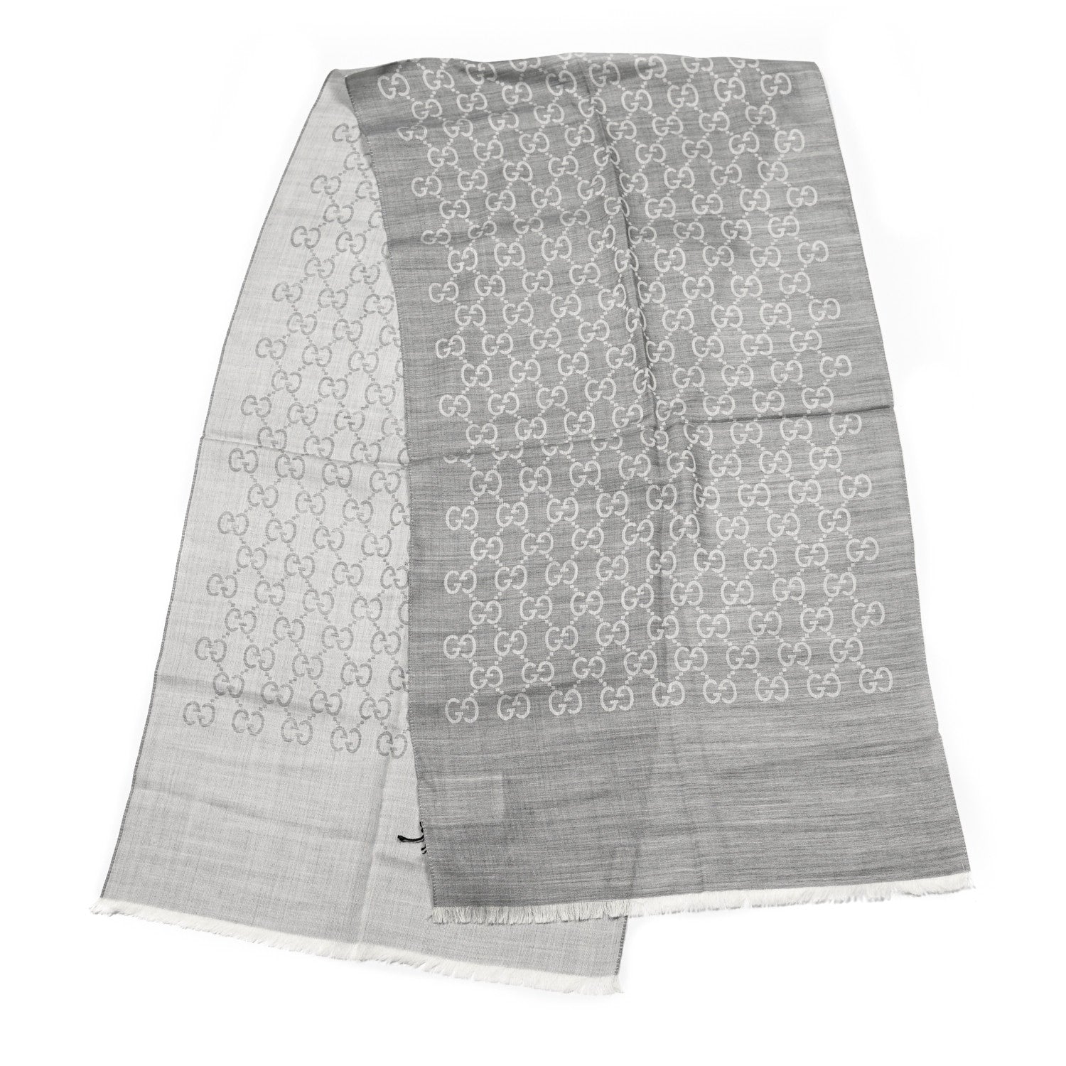 Gucci Wool Silk GG Monogram GGNat Scarf Lead 2 of 4