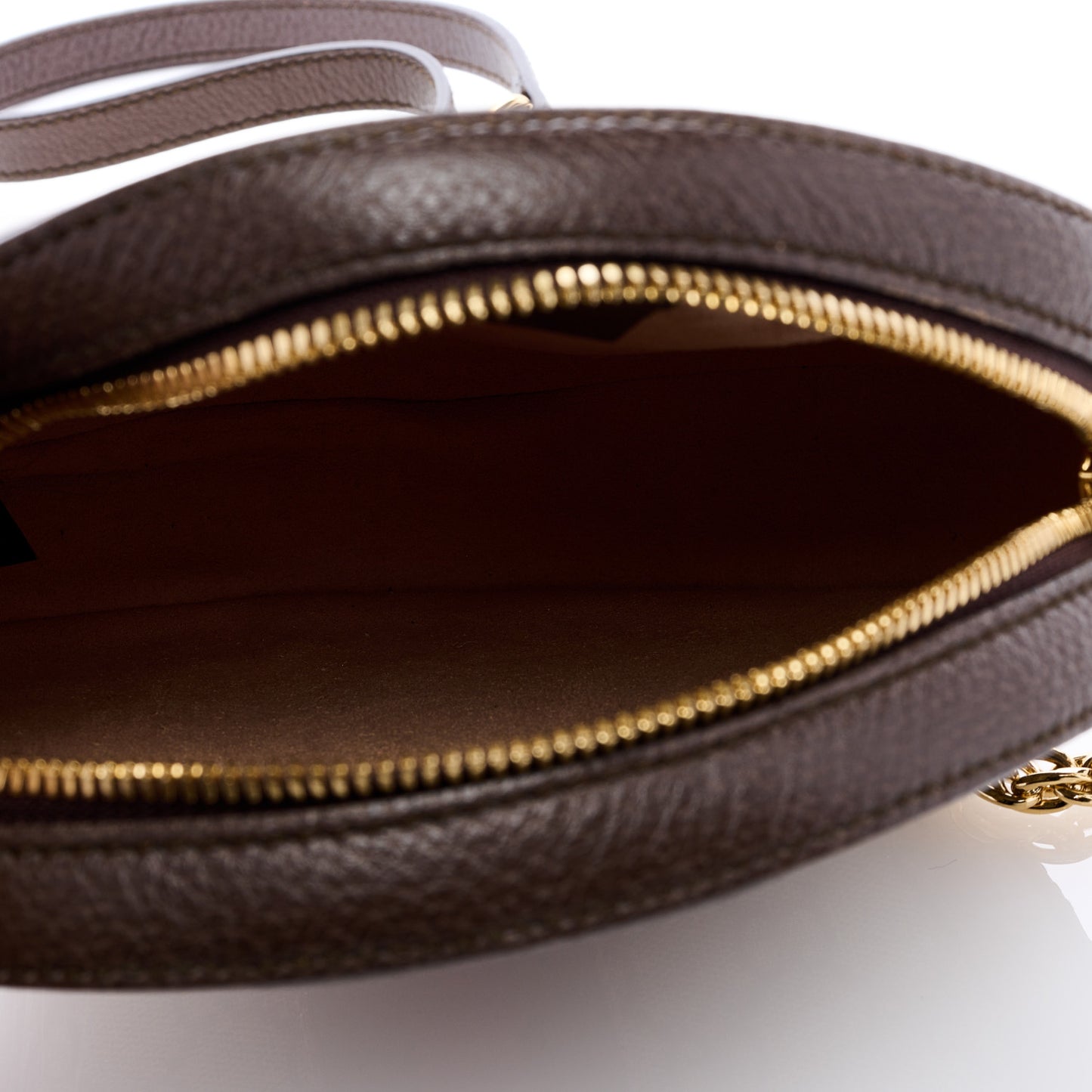 GG Supreme Monogram Web Mini Ophidia Round Shoulder Bag Brown