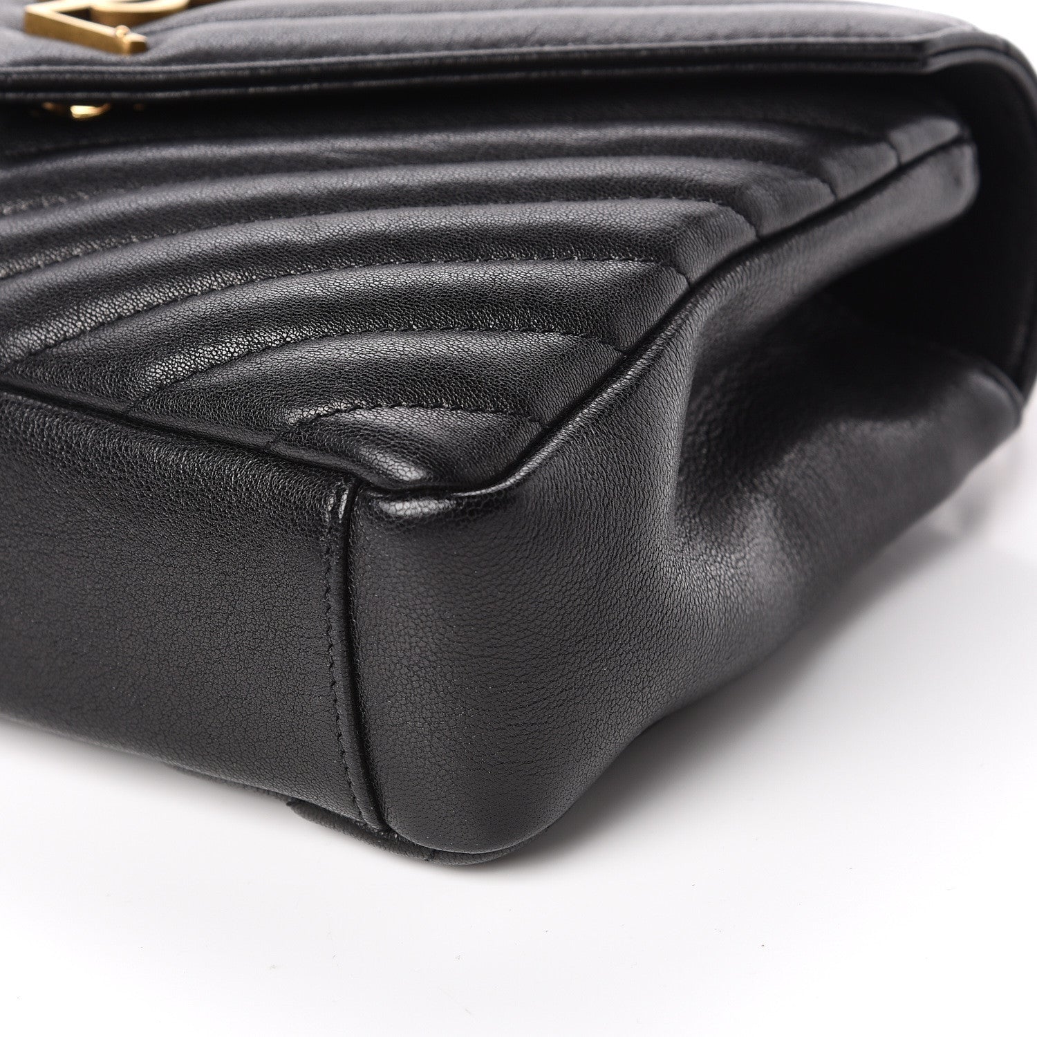 Saint Laurent Sheepskin Matelasse Chevron Monogram Medium College Bag Black 8 of 9