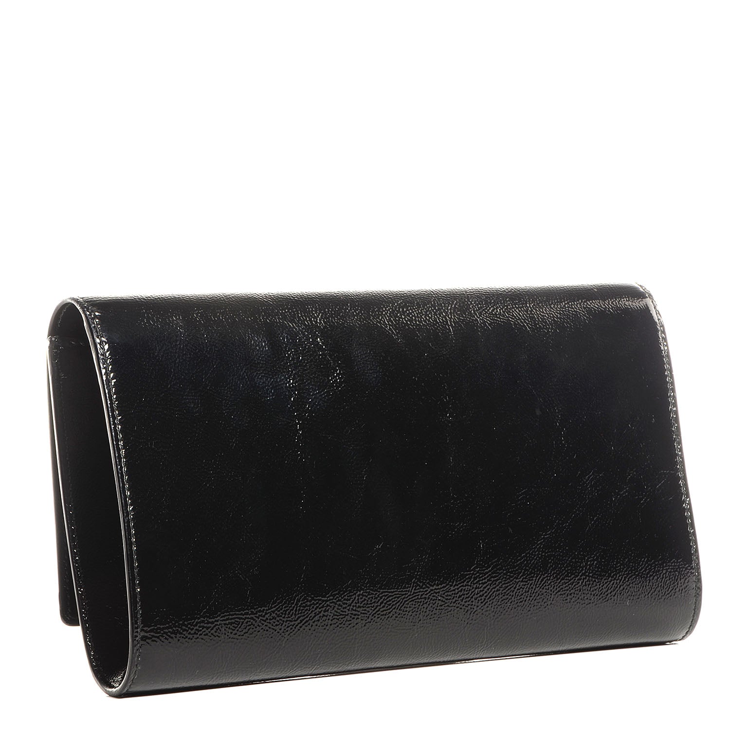 Saint Laurent Textured Patent Monogram Large Belle De Jour Clutch Black 3 of 8