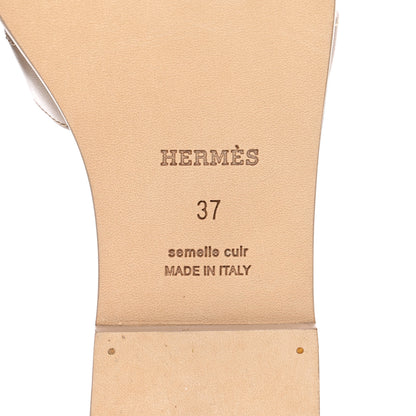 Hermes Box Calfskin Oran Sandals 37 Beige Mastic 9 of 12
