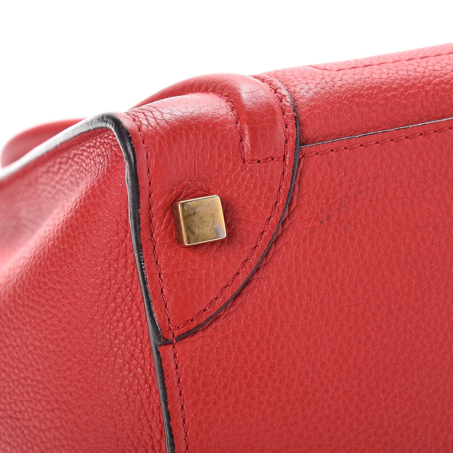 Celine Drummed Calfskin Micro Luggage Coquelicot 10 of 13