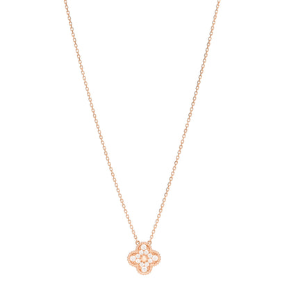 Van Cleef & Arpels 18K Rose Gold Diamond Vintage Alhambra Pendant Necklace 1 of 6