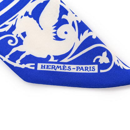 Hermes Silk Astrologie a Pois Twilly Bleu Royal Black White 2 of 6