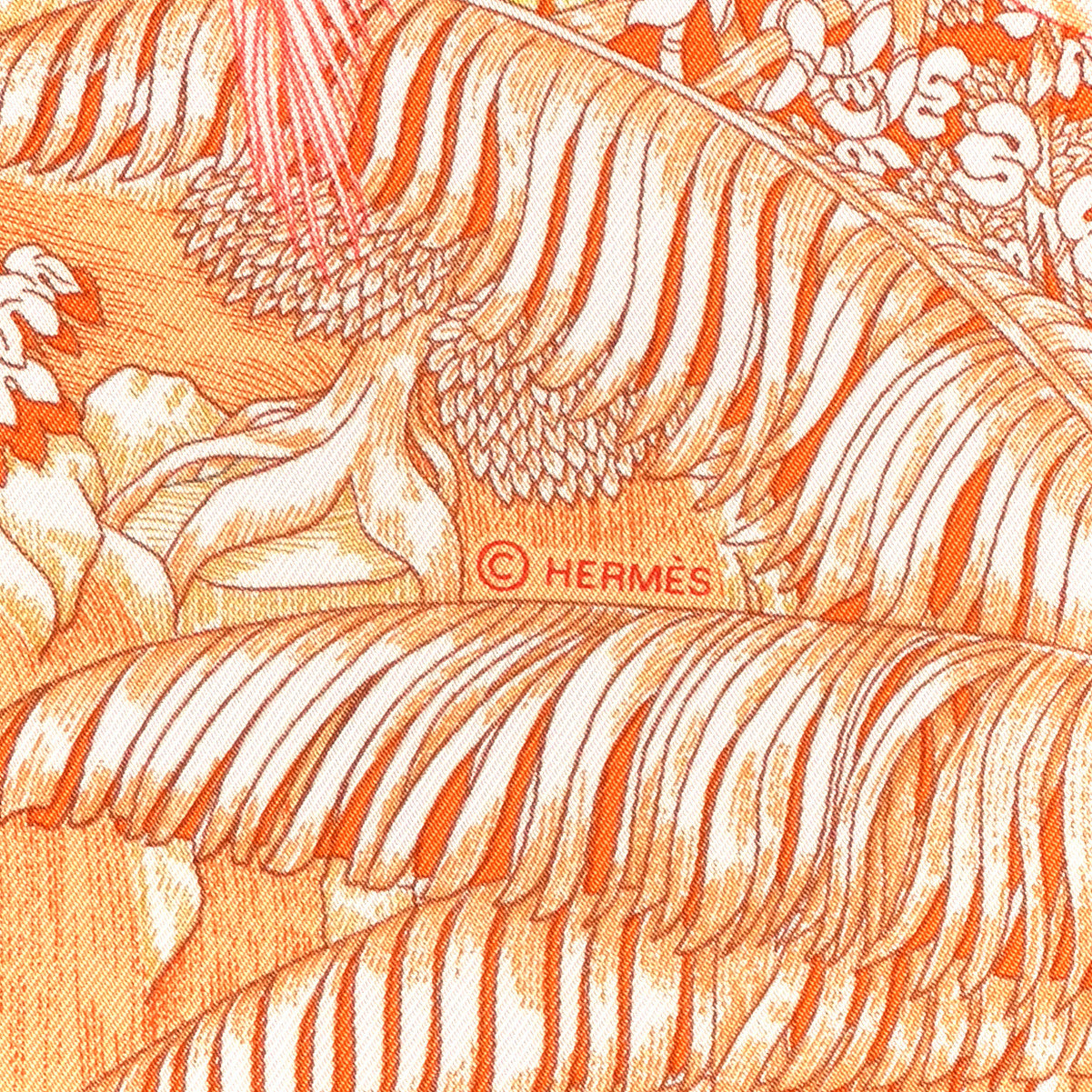 Silk Faubourg Tropical Scarf 90 Orange Mangue Rose