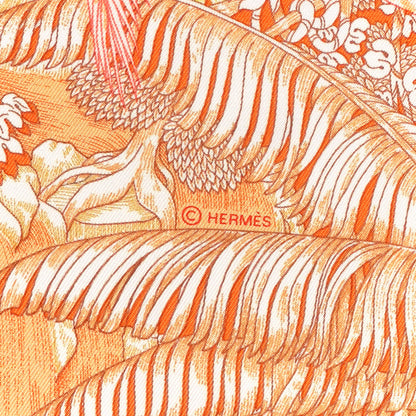 Hermes Silk Faubourg Tropical Scarf 90 Orange Mangue Rose 4 of 5