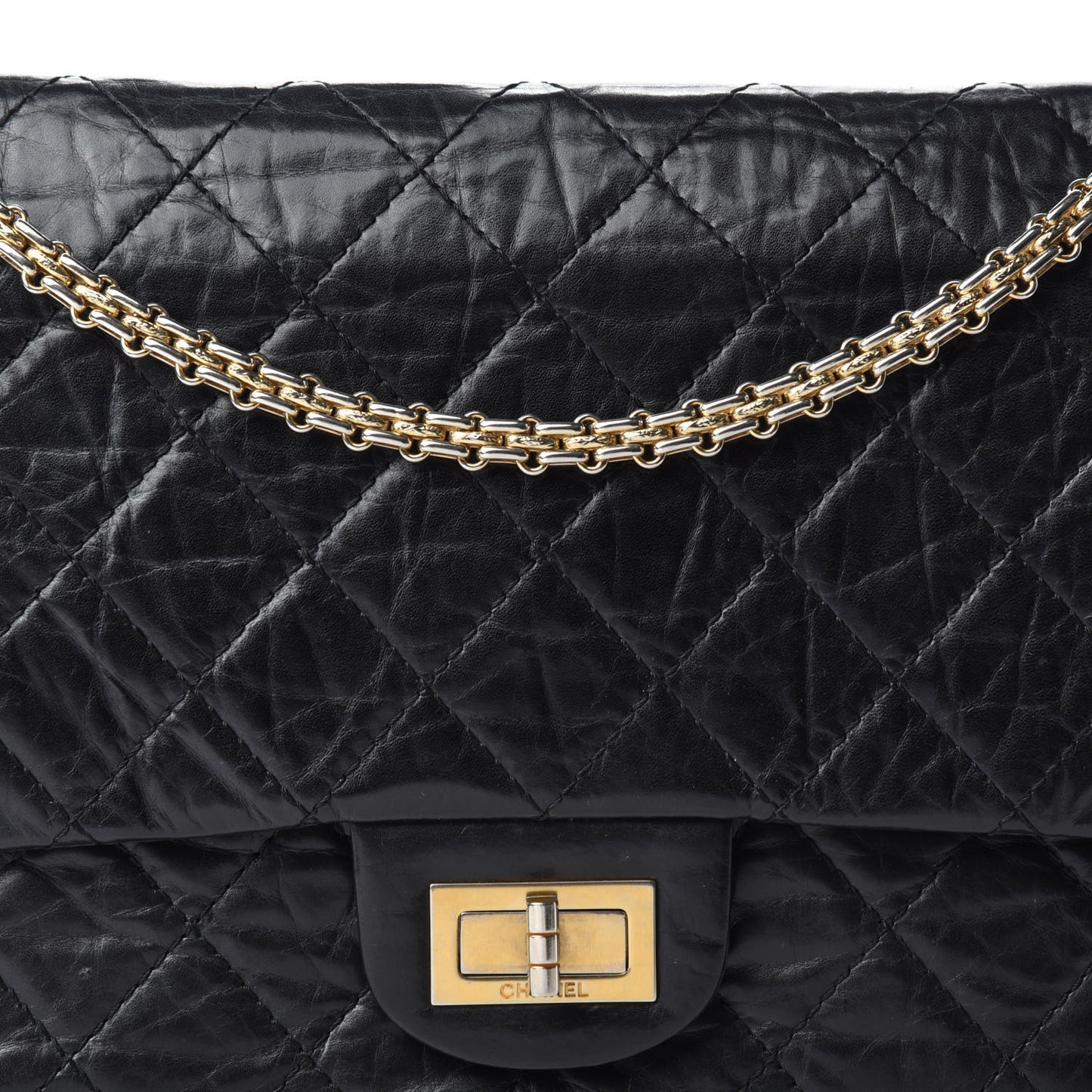 Aged Calfskin Quilted 50th Anniversary 2.55 Reissue 227 Flap Black