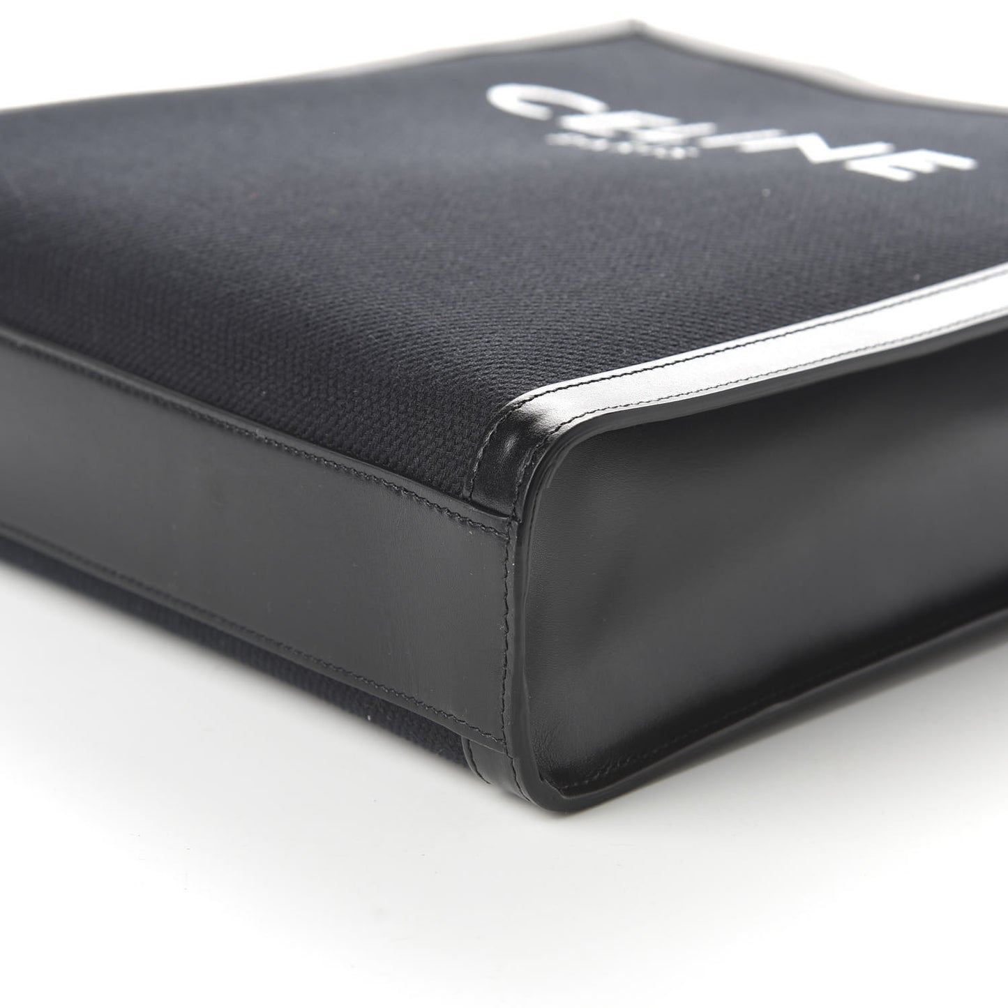 Canvas Calfskin Small Vertical Cabas Black