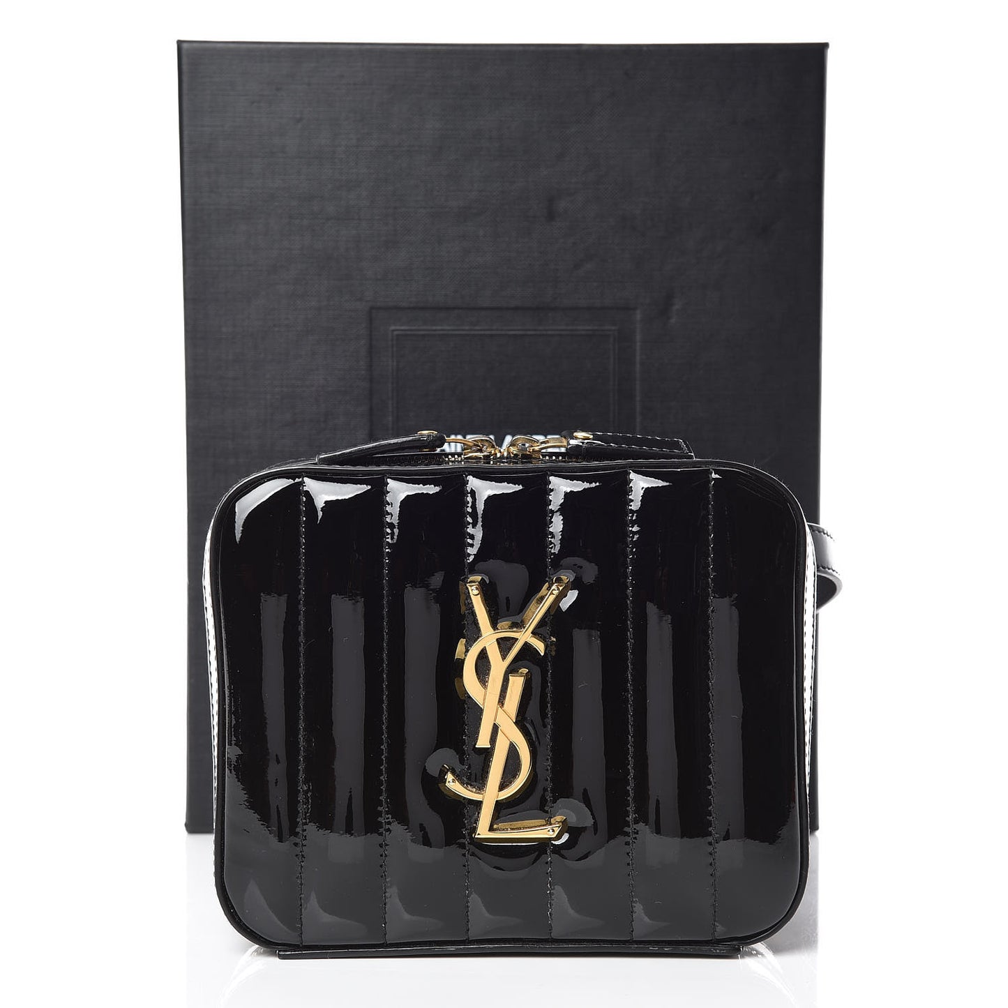 Patent Matelasse Vicky Monogram Belt Bag Black