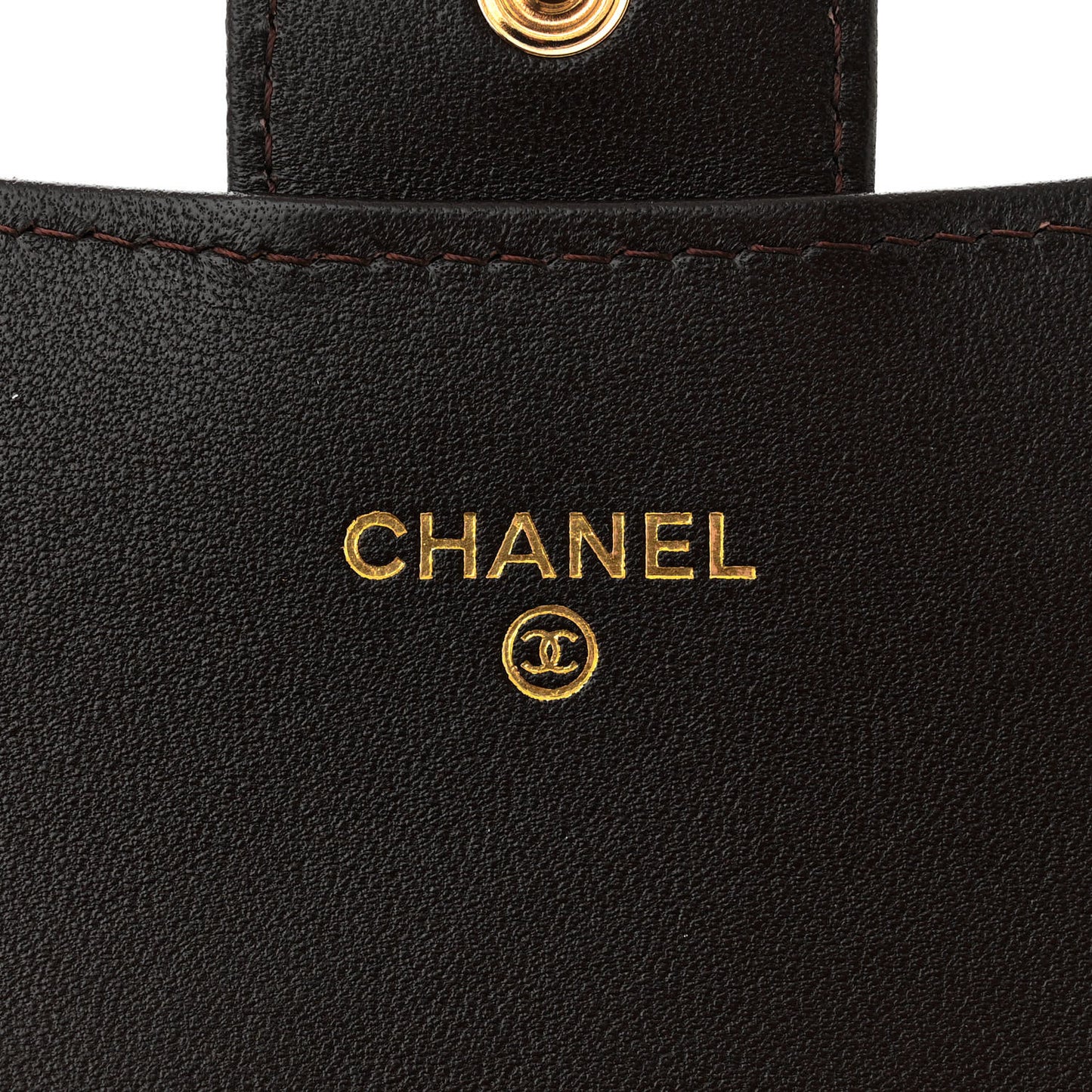 Lambskin Quilted Phone Holder Wallet on Removable Chain Brown