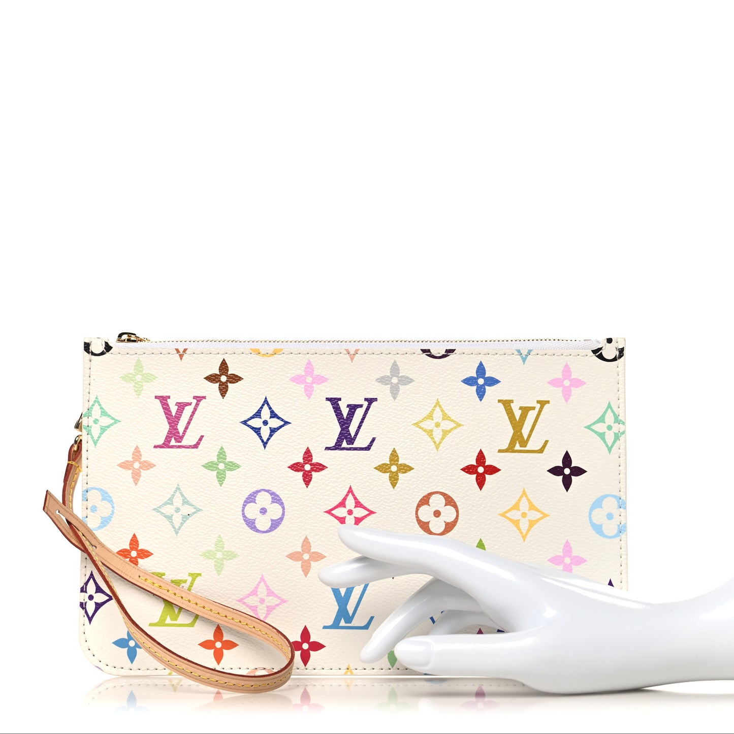 LV X TM Monogram Multicolor Neverfull MM Pochette White