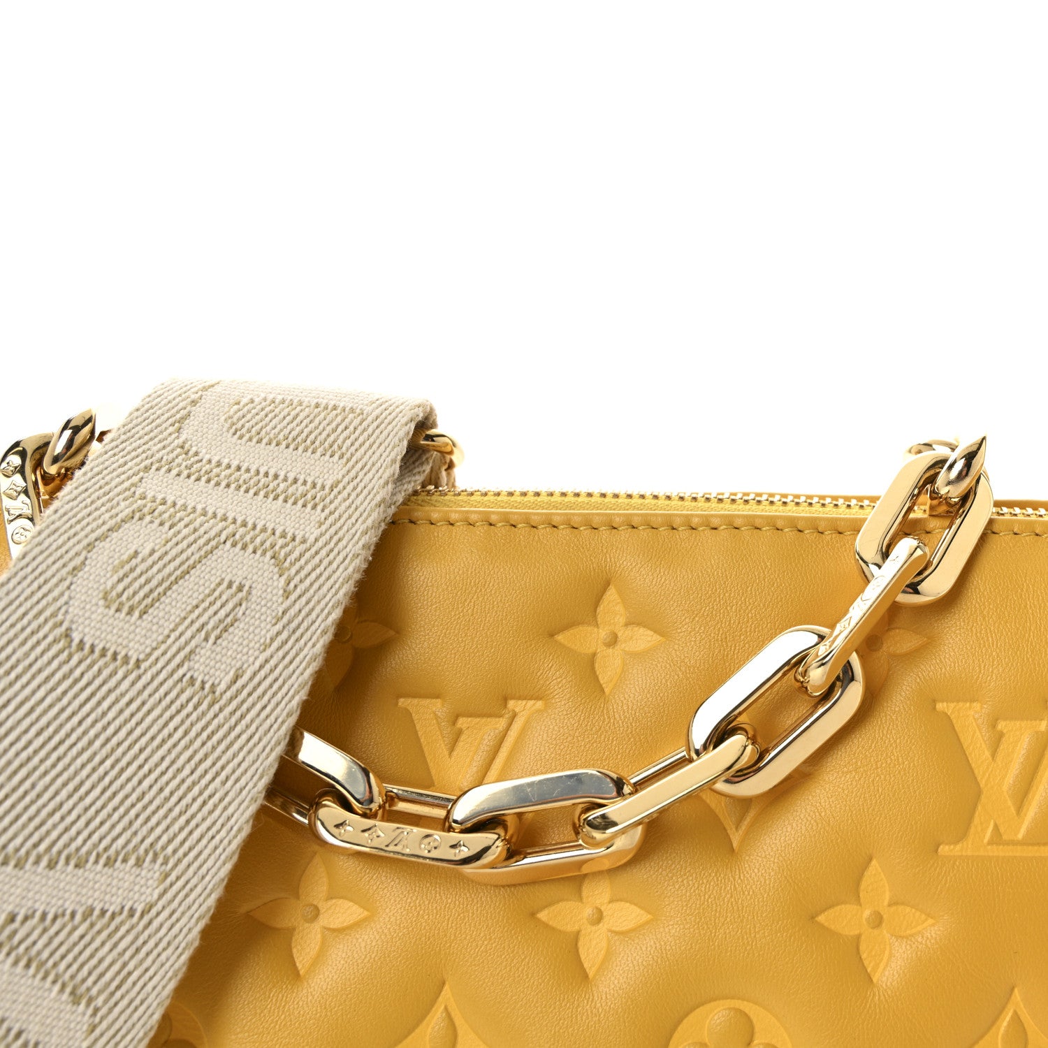 Louis Vuitton Lambskin Embossed Monogram Coussin PM Sunflower